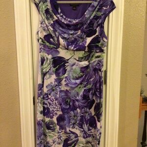 Size 16 Beautiful Purples/Lime Sleeveless Dress